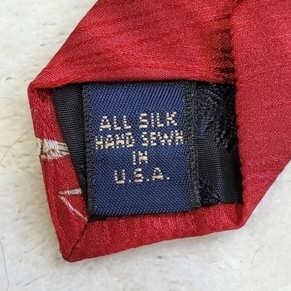 GJ Cahanahana Red Tropical Aviation Hand Sewn Silk Tie - Picture 5 of 10